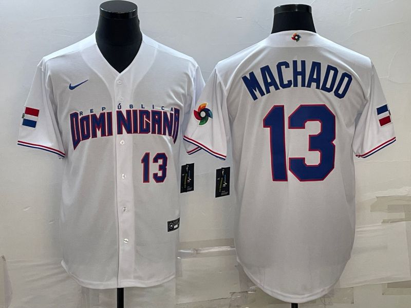 Men 2023 World Cub #13 Machado White Nike MLB Jersey1